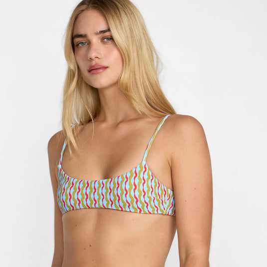 RVCA Women's Slow Going Bralette Bikini Top Crystal Blue 23O181603-CRY
