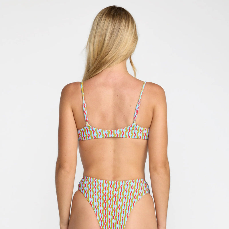 Load image into Gallery viewer, RVCA Women's Slow Going Bralette Bikini Top Crystal Blue 23O181603-CRY

