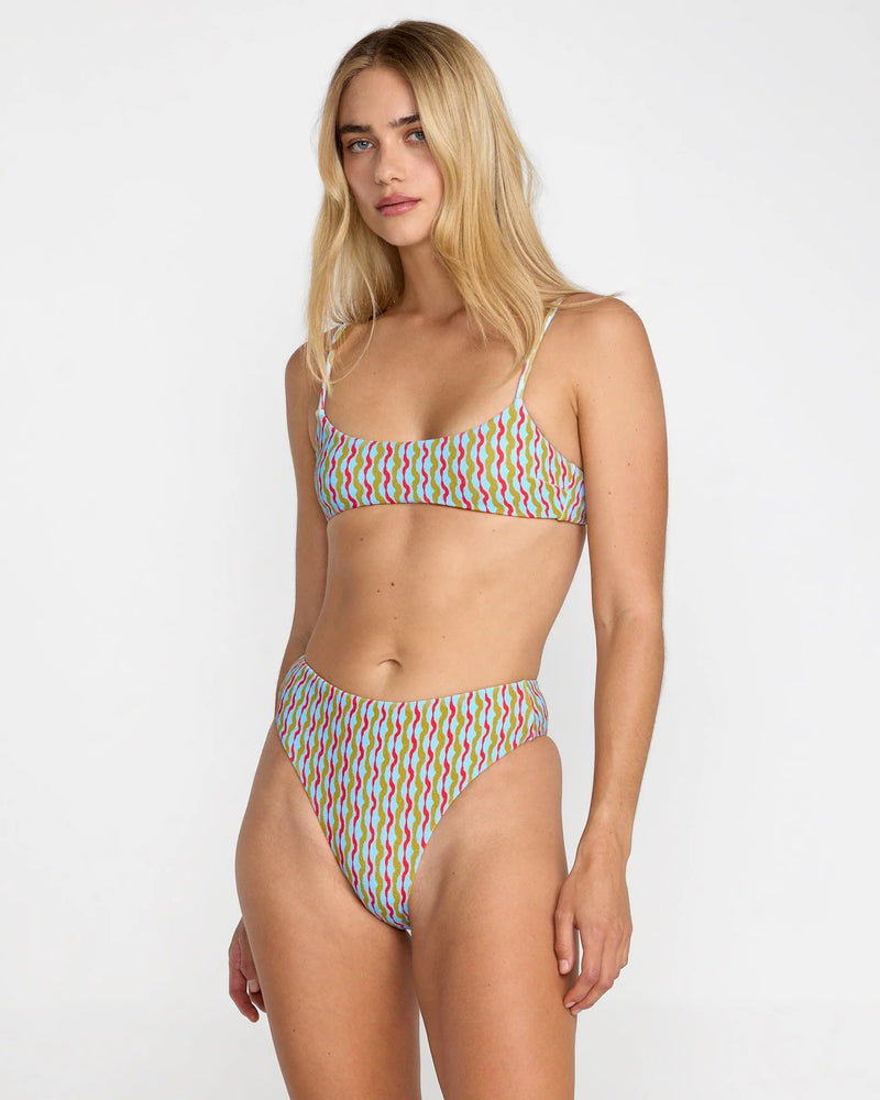 Load image into Gallery viewer, RVCA Women's Slow Going Bralette Bikini Top Crystal Blue 23O181603-CRY
