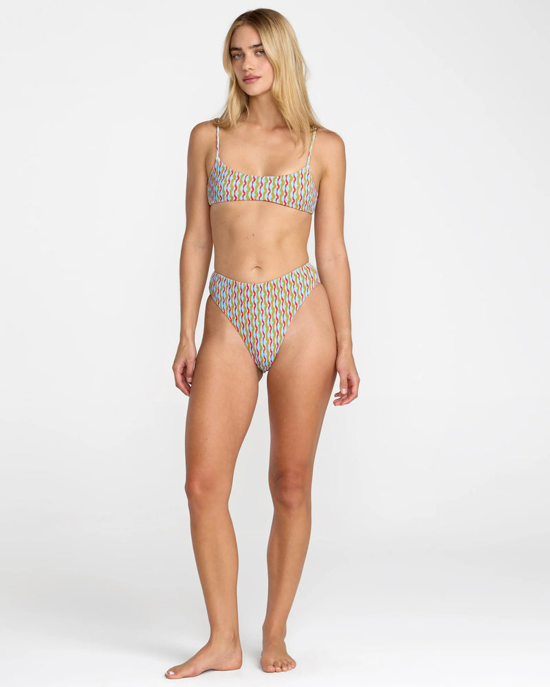 Load image into Gallery viewer, RVCA Women's Slow Going High Rise Cheeky Bikini Bottom Crystal Blue 23O211602-CRY
