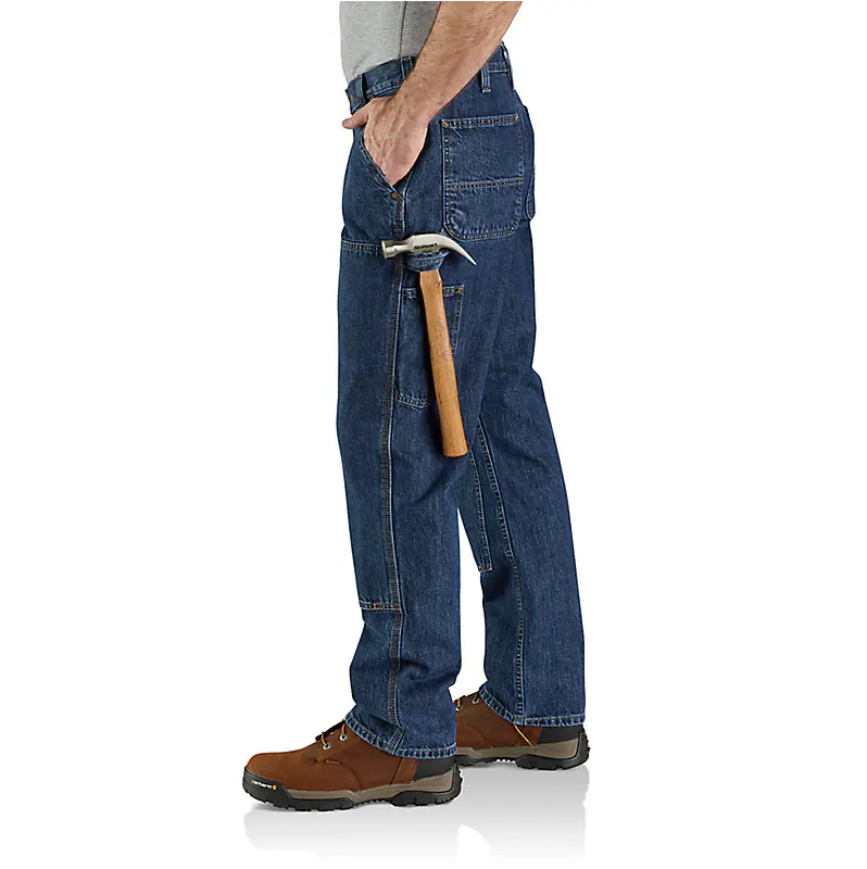 Load image into Gallery viewer, Carhartt Men's Loose Straight Double-Front Denim Dungaree Pants Canal 104944-H45
