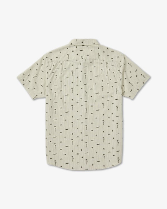 RVCA Men's That ll Do Seersucker Short Sleeve Shirt Ranger Green 23A041603-RGR