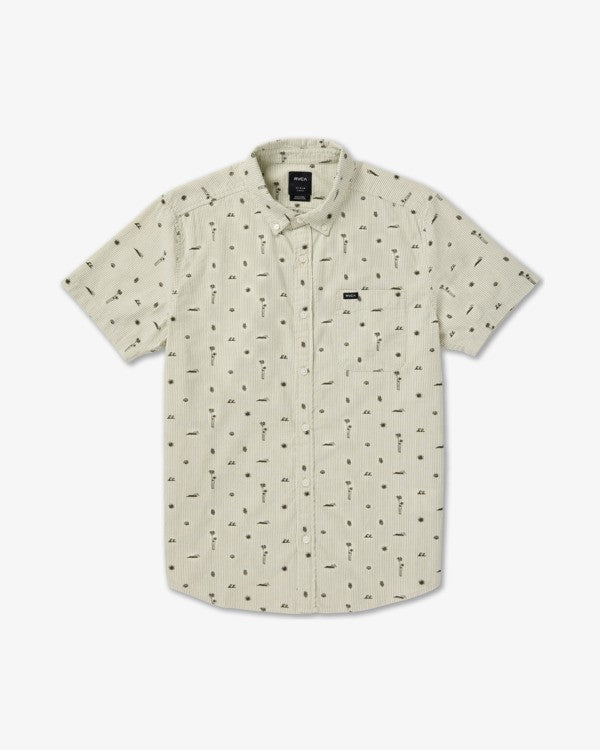 Load image into Gallery viewer, RVCA Men's That ll Do Seersucker Short Sleeve Shirt Ranger Green 23A041603-RGR
