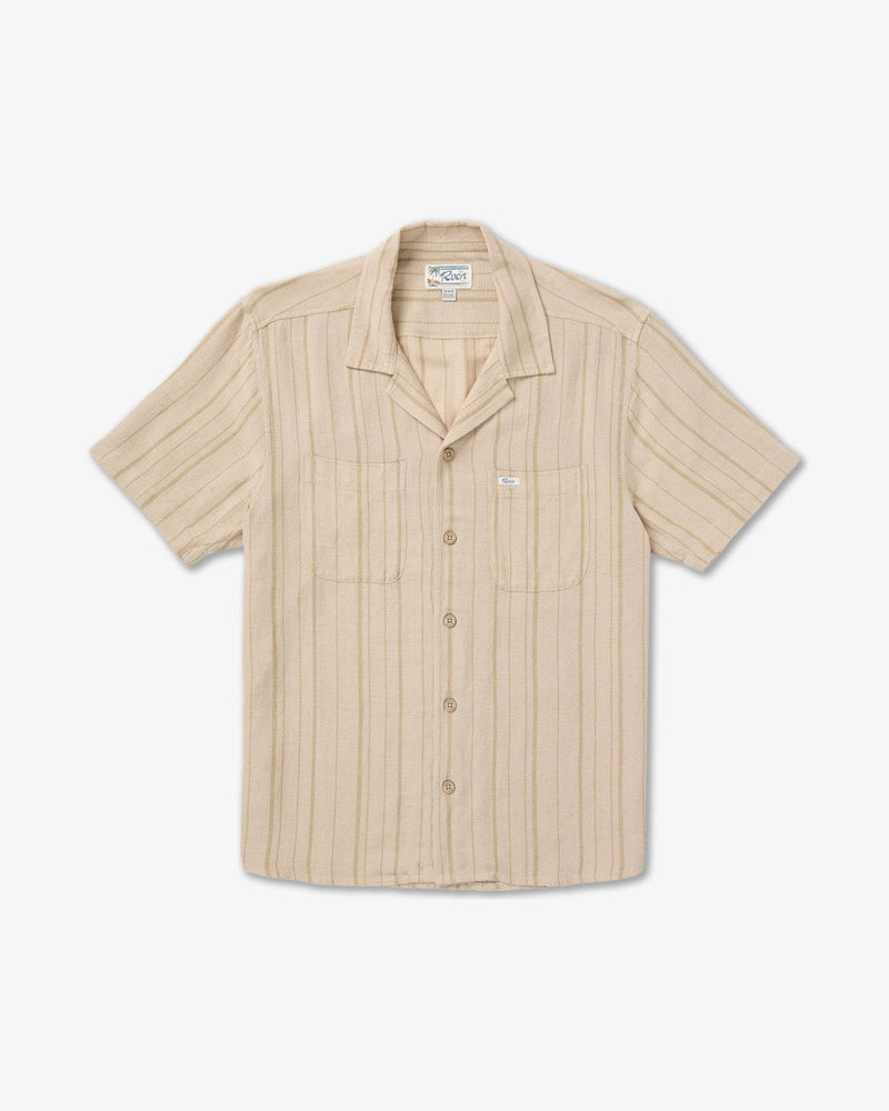 Load image into Gallery viewer, RVCA Men's Exotica Stripe Short Sleeve Shirt Light Khaki 23A041604-LKH
