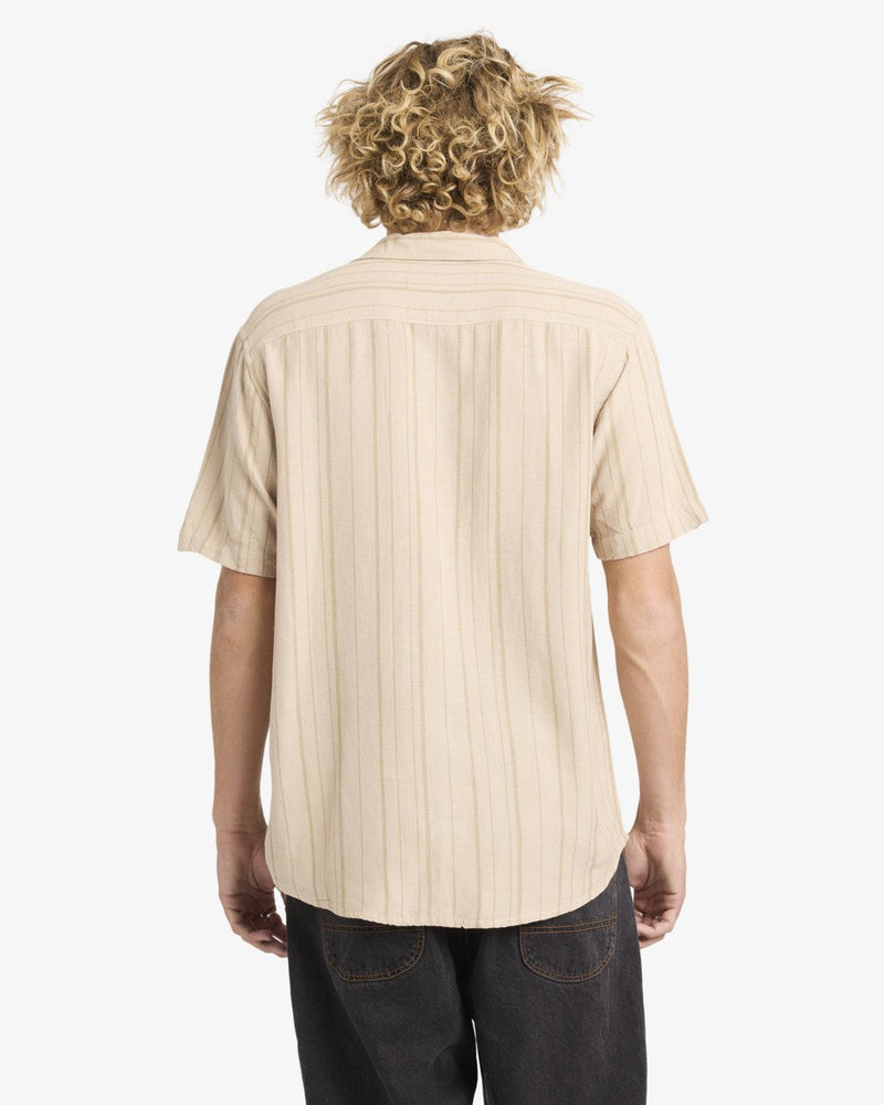 Load image into Gallery viewer, RVCA Men's Exotica Stripe Short Sleeve Shirt Light Khaki 23A041604-LKH
