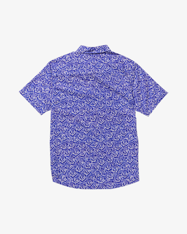 Load image into Gallery viewer, RVCA Men&#39;s Barba Roses Short Sleeve Shirt Light Blue 23A042500-LBL

