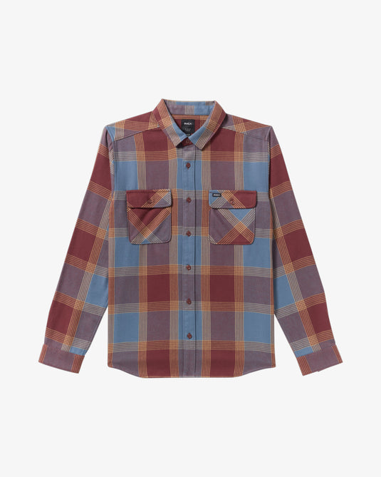 RVCA Men's Thatll Work Flannel Long Sleeve Shirt Red Earth 23A053502-RDE