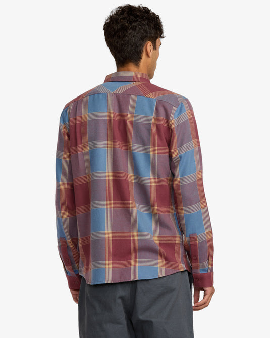 RVCA Men's Thatll Work Flannel Long Sleeve Shirt Red Earth 23A053502-RDE