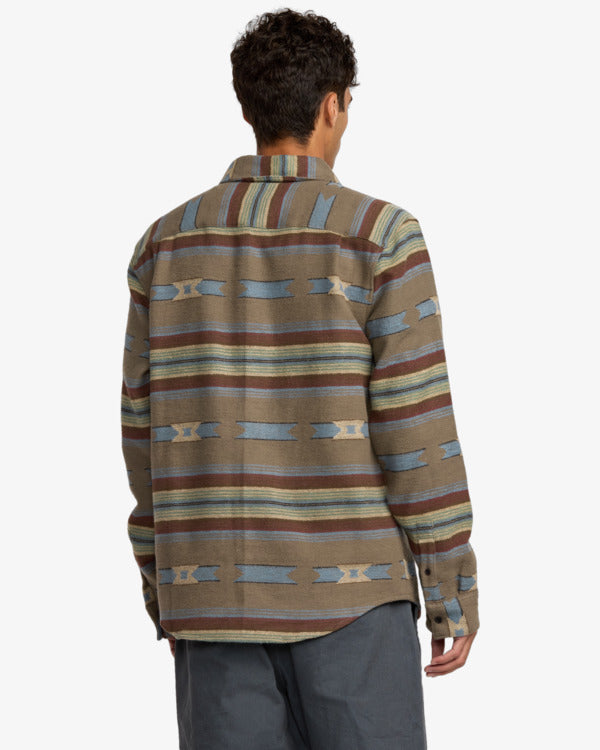 Load image into Gallery viewer, RVCA Men's Dayshift Blanket Flannel Long Sleeve Shirt Mushroom 23A053505-MSH
