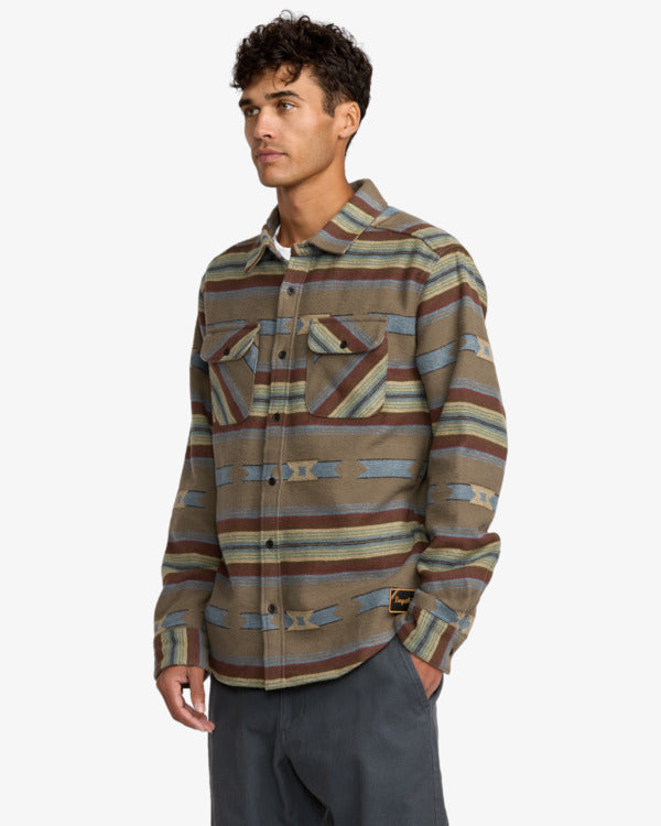 Load image into Gallery viewer, RVCA Men's Dayshift Blanket Flannel Long Sleeve Shirt Mushroom 23A053505-MSH
