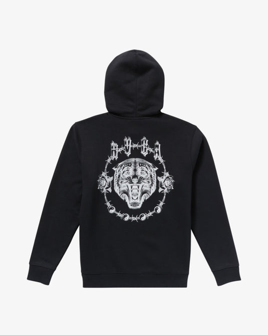 RVCA Men's Benj Tiger Eyes Zip Up Hoodie Black 23A483507-BLK