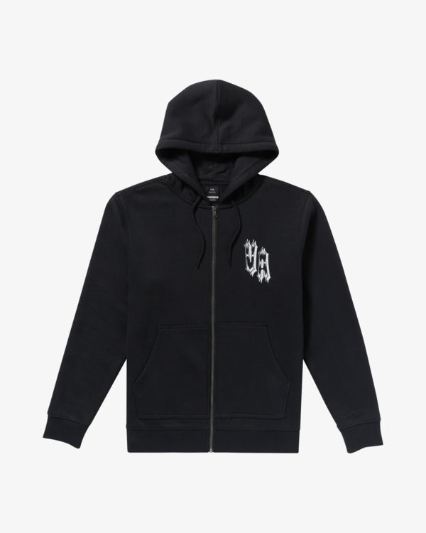 Load image into Gallery viewer, RVCA Men&#39;s Benj Tiger Eyes Zip Up Hoodie Black 23A483507-BLK
