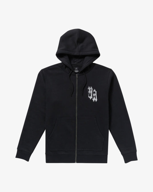 RVCA Men's Benj Tiger Eyes Zip Up Hoodie Black 23A483507-BLK
