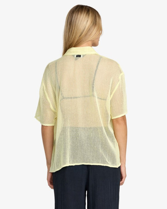 RVCA Women's Sabra Button Up Short Sleeve Shirt Light Green 23B041610-LGN