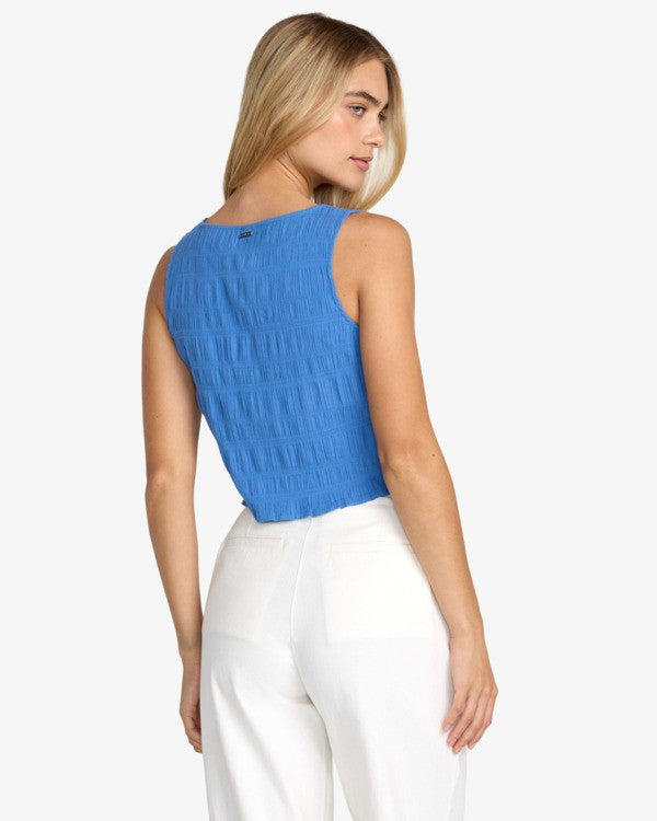 Load image into Gallery viewer, RVCA Women's Scrunch Tank Top Blue Relic 23B041611-REL
