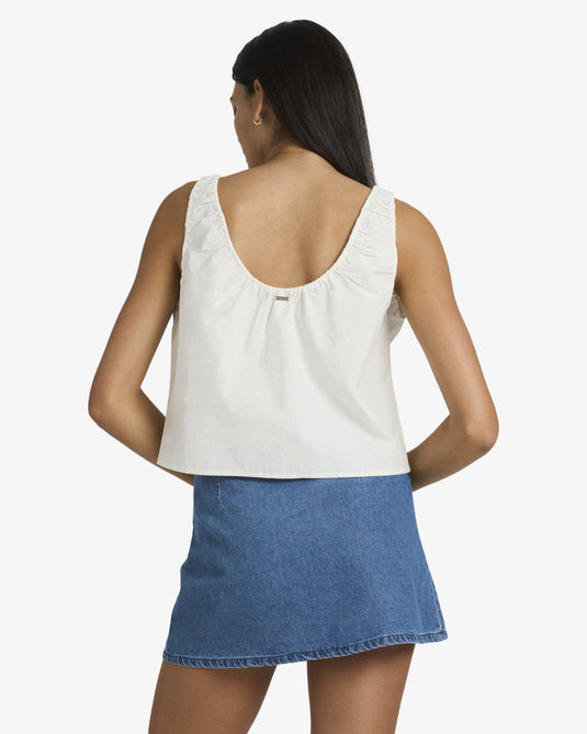 RVCA Women's Raya Tie Front Top Cloud 23B041612-CLO