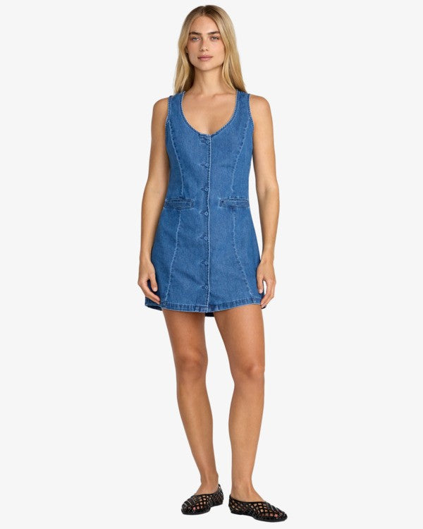 Load image into Gallery viewer, RVCA Women's Lainey Mini Dress Crystal Blue 23B134514-CRY
