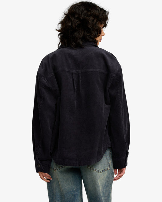 Rvca Women's Birdie Corduroy Jacket Gravel 23B163501-GRA