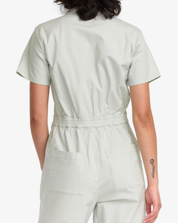 Load image into Gallery viewer, RVCA Women&#39;s Recession Jumpsuit Blue Fog 23B281505-BFG
