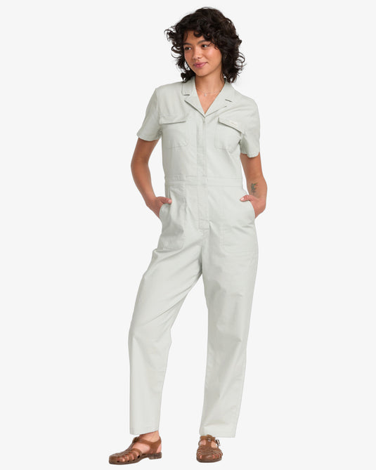 RVCA Women's Recession Jumpsuit Blue Fog 23B281505-BFG