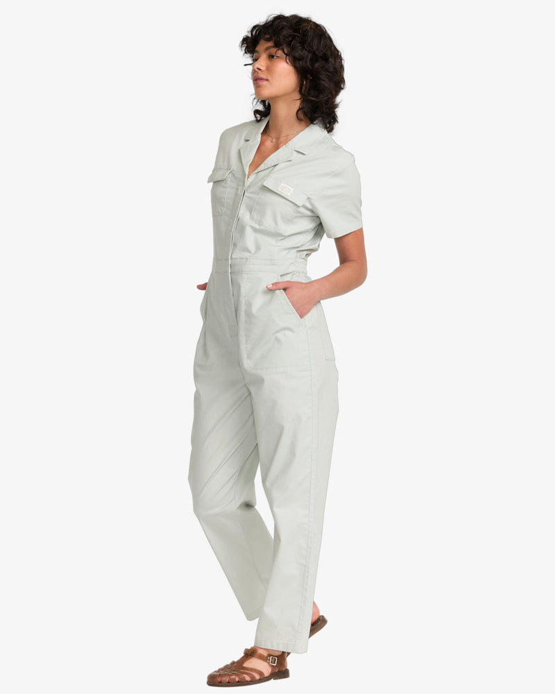 Load image into Gallery viewer, RVCA Women&#39;s Recession Jumpsuit Blue Fog 23B281505-BFG
