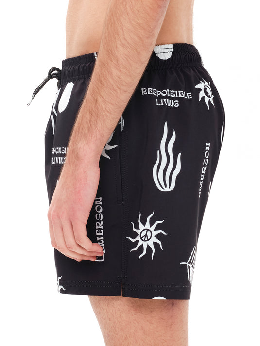 Emerson Men's Elastic Volleyball Swimsuit 36 cm Black 241.EM504.42-Pr426-Black