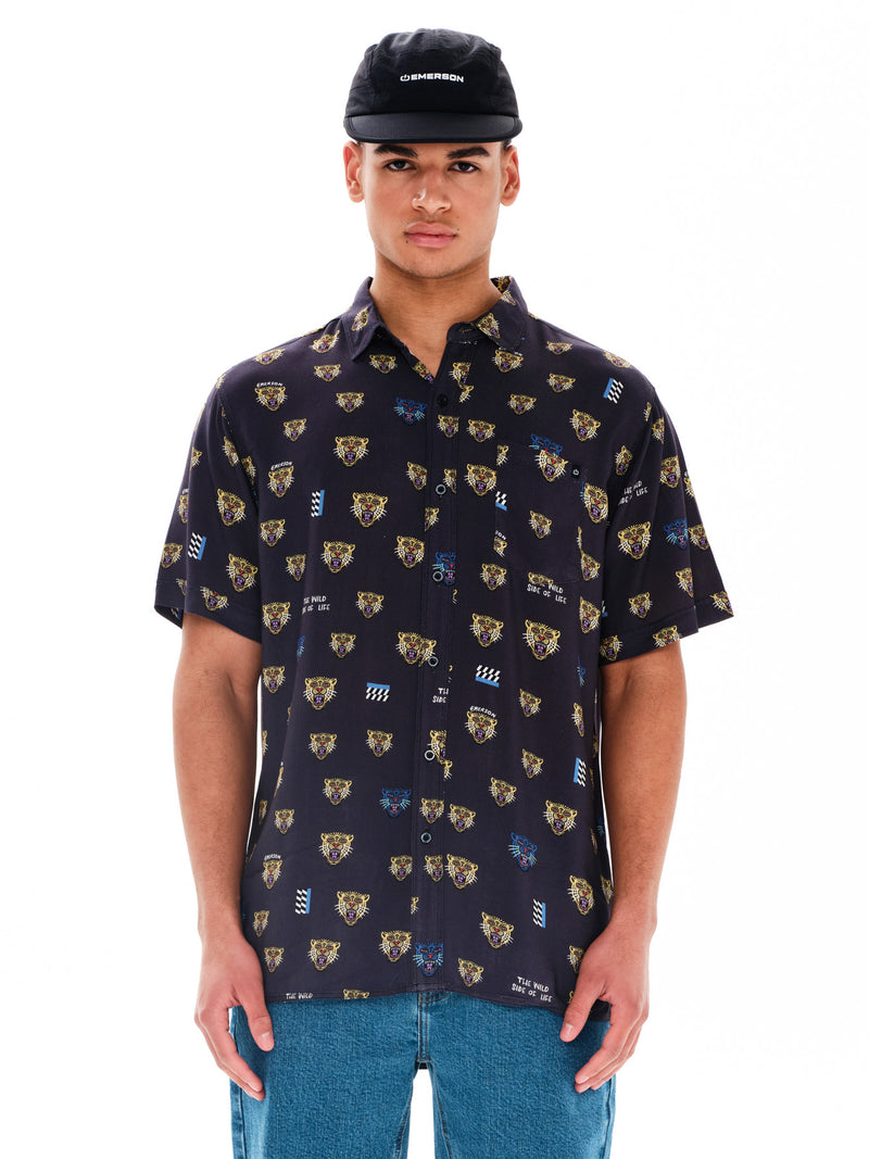 Load image into Gallery viewer, Emerson Men's Patern Short Sleeve Shirt Black 241.EM61.03PR-Pr414-Black
