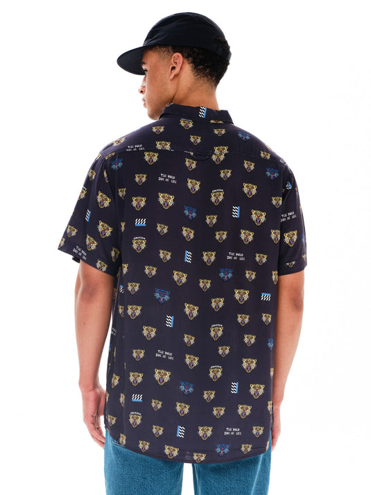 Emerson Men's Patern Short Sleeve Shirt Black 241.EM61.03PR-Pr414-Black