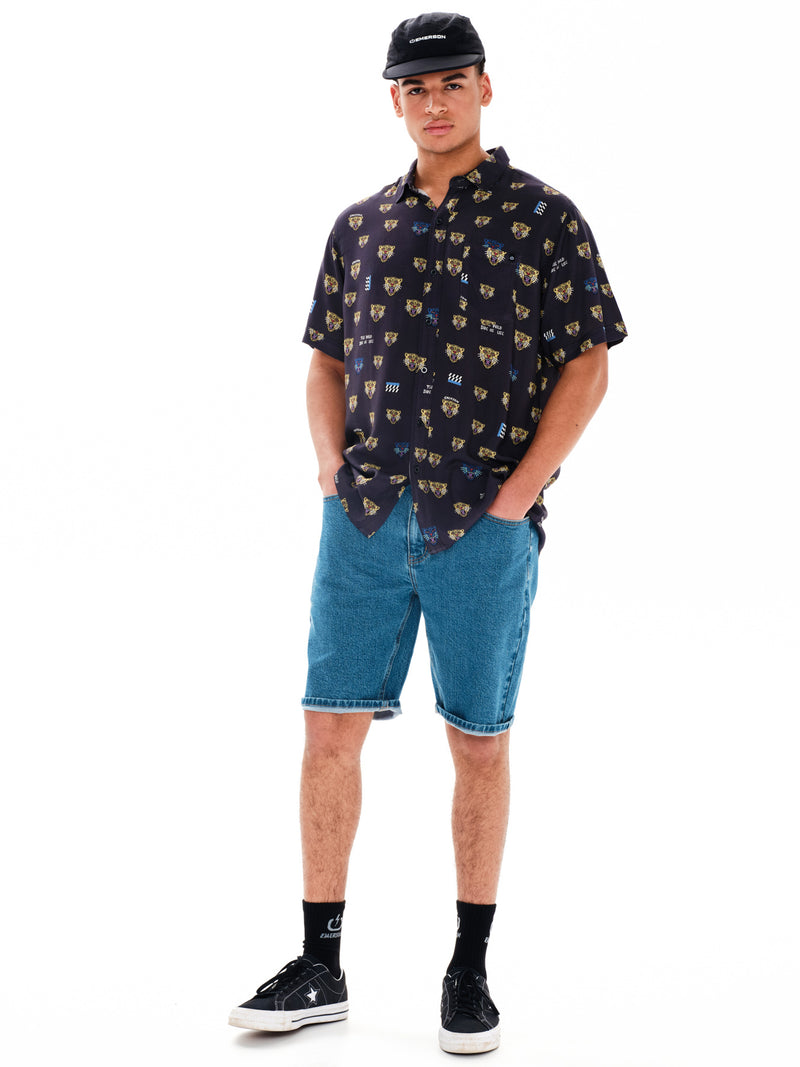 Load image into Gallery viewer, Emerson Men's Patern Short Sleeve Shirt Black 241.EM61.03PR-Pr414-Black
