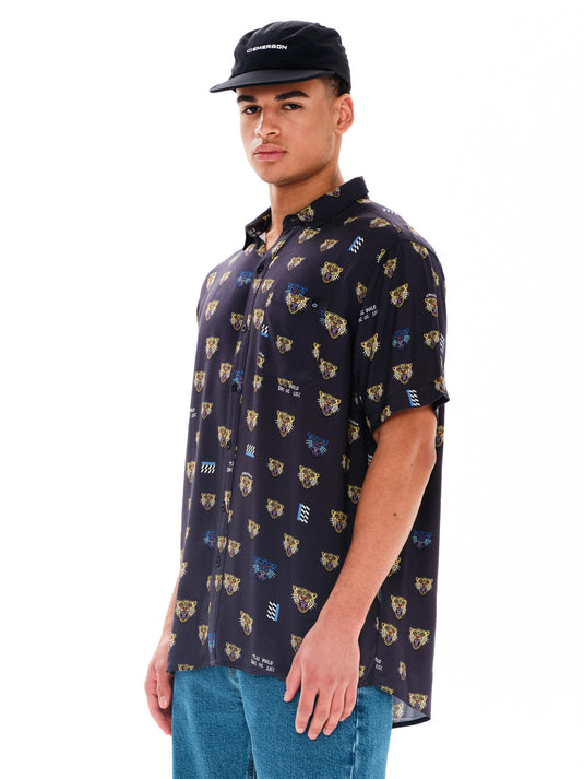Emerson Men's Patern Short Sleeve Shirt Black 241.EM61.03PR-Pr414-Black