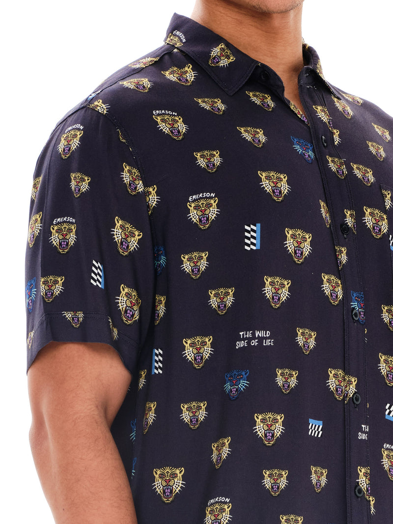 Load image into Gallery viewer, Emerson Men's Patern Short Sleeve Shirt Black 241.EM61.03PR-Pr414-Black
