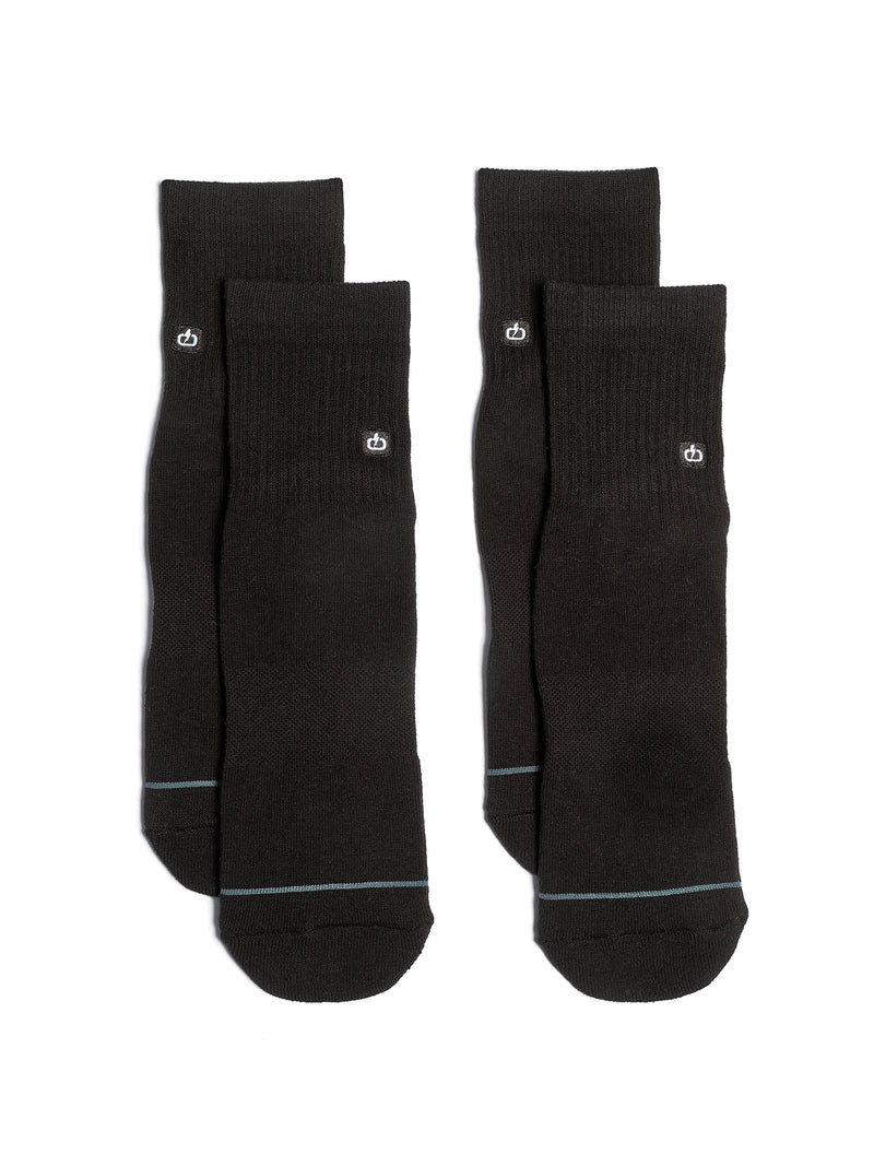 Load image into Gallery viewer, Emerson Unisex Basic Mid Crew Socks (2 Pack) Black/Black 241.EU08.43-Black/Black
