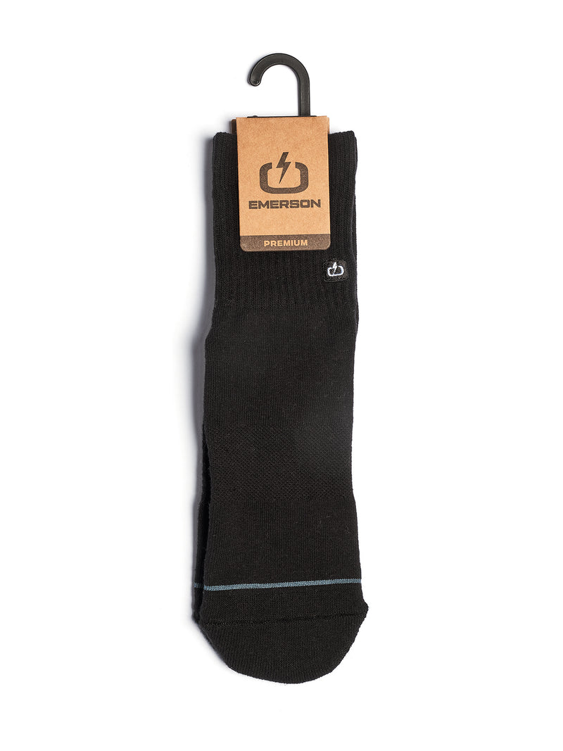 Load image into Gallery viewer, Emerson Unisex Basic Mid Crew Socks (2 Pack) Black/Black 241.EU08.43-Black/Black
