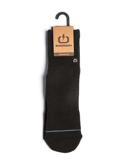 Emerson Unisex Basic Mid Crew Socks (2 Pack) Black/Black 241.EU08.43-Black/Black