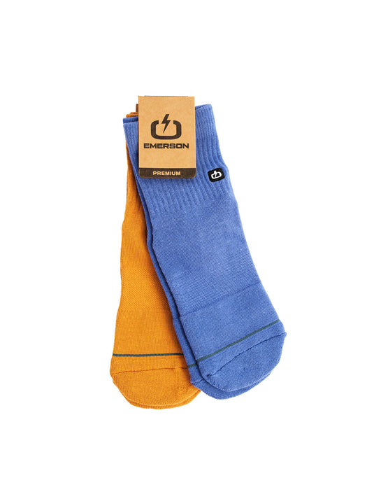 Emerson Unisex Basic Mid Crew Socks (2 Pack) Blue Violet/Dusty Orange 241.EU08.43-Blue Violet/Dusty Orange