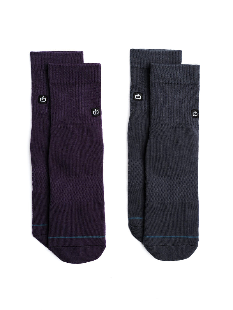 Load image into Gallery viewer, Emerson Unisex Basic Mid Crew Socks (2 Pack) Petrol/D.Purple 241.EU08.43-Petrol/D.Purple
