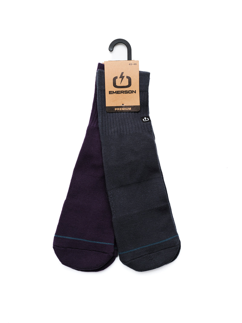 Load image into Gallery viewer, Emerson Unisex Basic Mid Crew Socks (2 Pack) Petrol/D.Purple 241.EU08.43-Petrol/D.Purple
