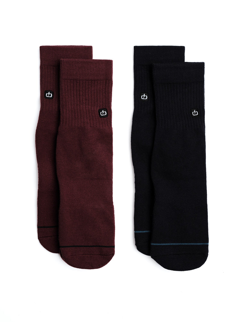 Load image into Gallery viewer, Emerson Unisex Basic Mid Crew Socks (2 Pack) Wine/Midnight 241.EU08.43-Wine/Midnight
