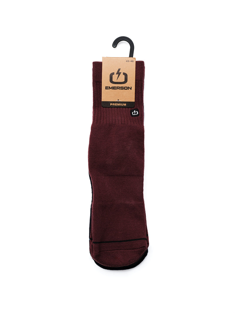Load image into Gallery viewer, Emerson Unisex Basic Mid Crew Socks (2 Pack) Wine/Midnight 241.EU08.43-Wine/Midnight
