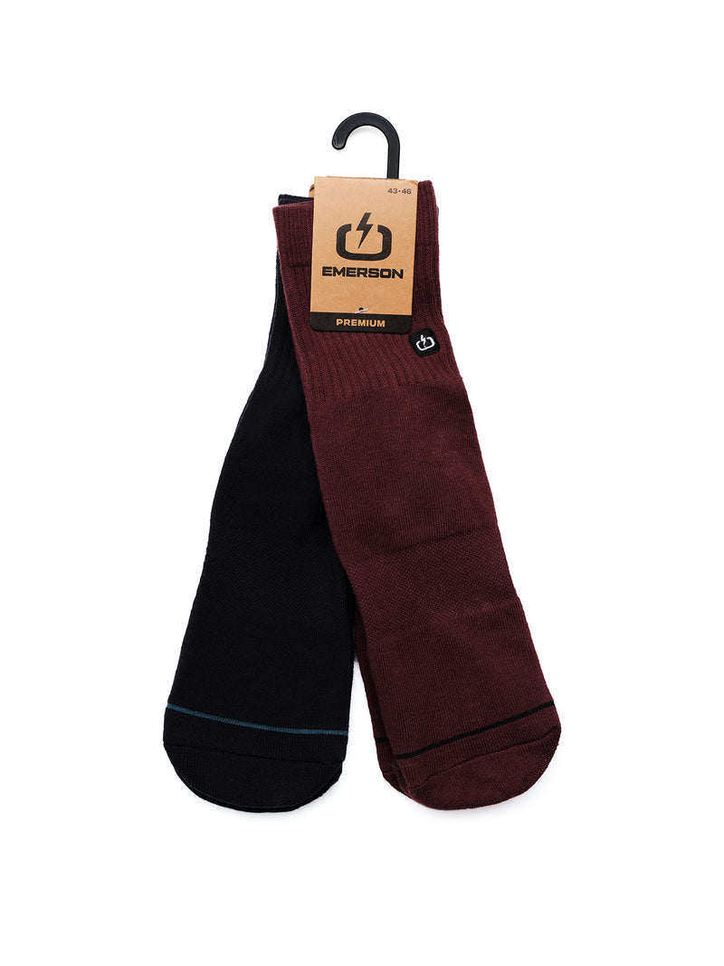 Load image into Gallery viewer, Emerson Unisex Basic Mid Crew Socks (2 Pack) Wine/Midnight 241.EU08.43-Wine/Midnight
