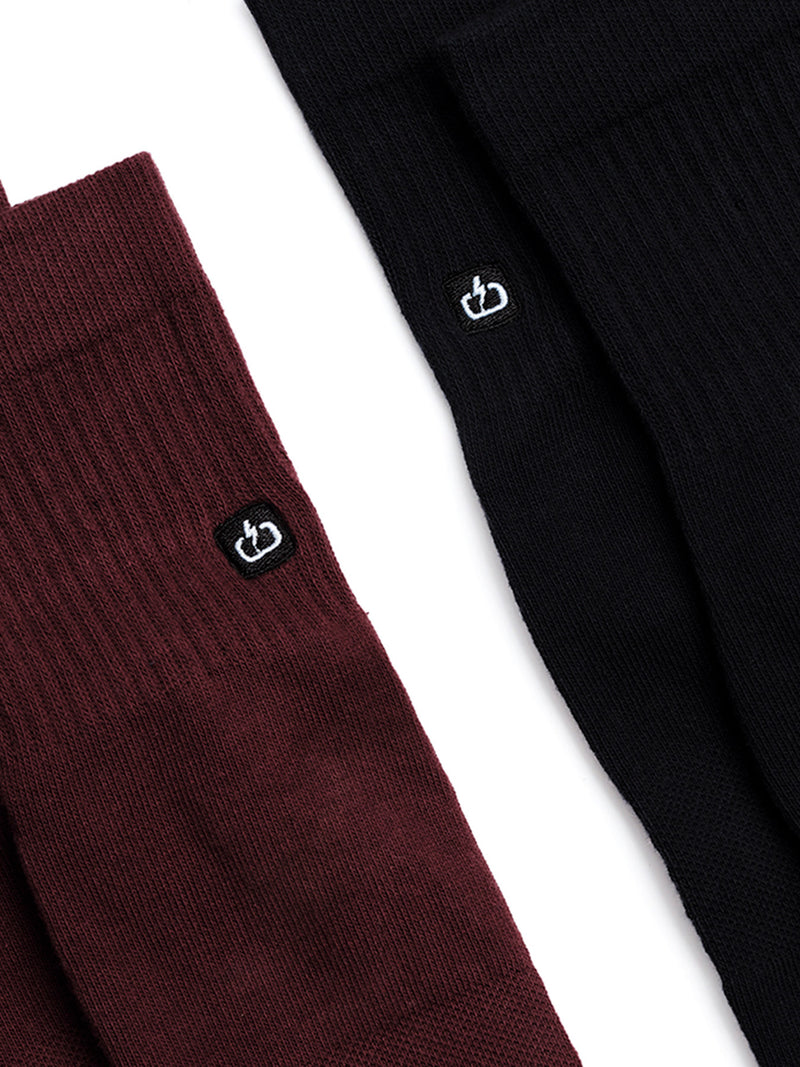 Load image into Gallery viewer, Emerson Unisex Basic Mid Crew Socks (2 Pack) Wine/Midnight 241.EU08.43-Wine/Midnight
