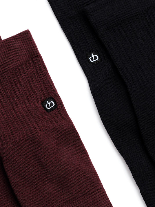 Emerson Unisex Basic Mid Crew Socks (2 Pack) Wine/Midnight 241.EU08.43-Wine/Midnight
