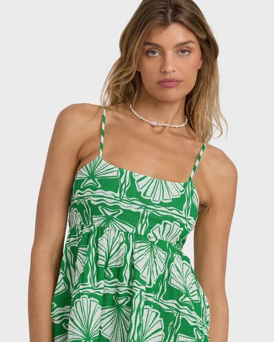 Billabong Women's Sea Shell Mini Dress Kelly Green 24B134519-KEL