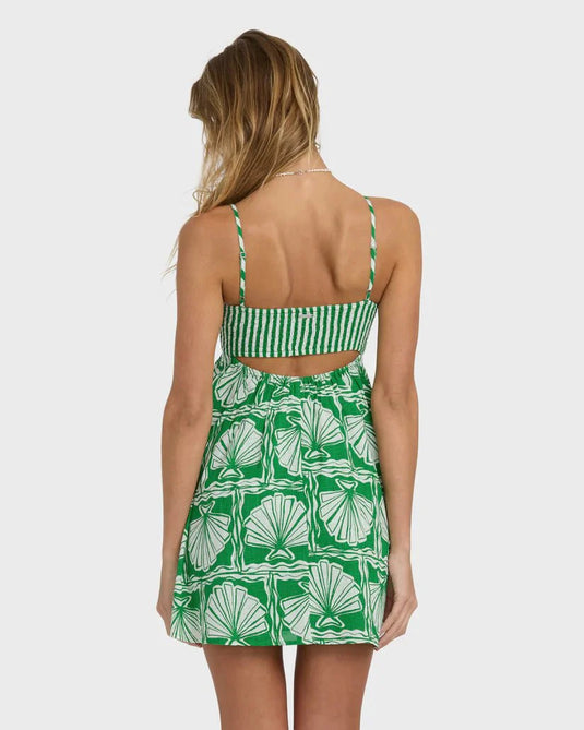 Billabong Women's Sea Shell Mini Dress Kelly Green 24B134519-KEL