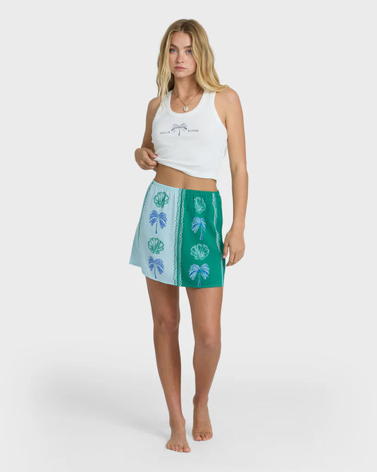 Billabong Women's Wave Washed Printed Skirt Pool Blue 24B141602-PBE