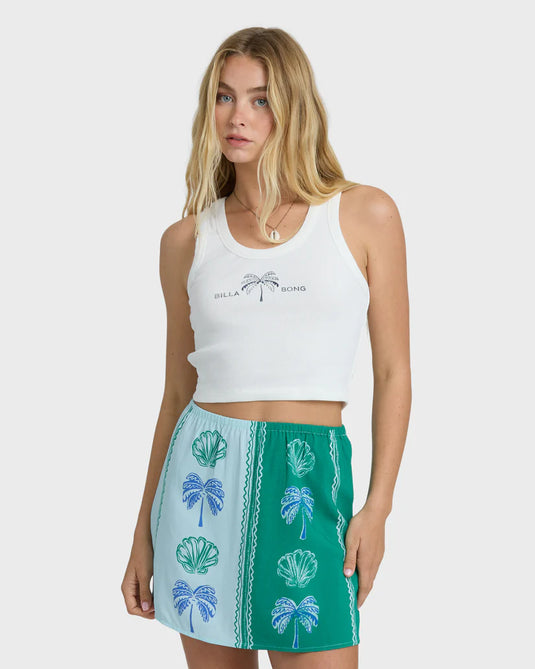 Billabong Women's Wave Washed Printed Skirt Pool Blue 24B141602-PBE