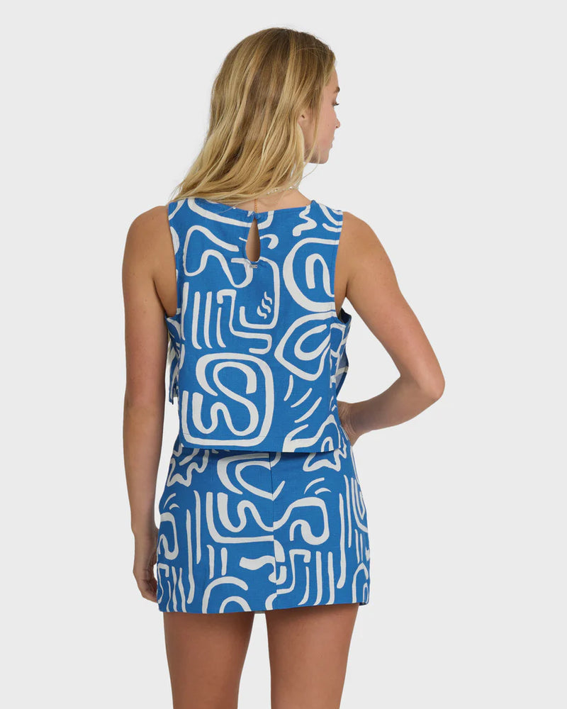 Load image into Gallery viewer, Billabong Women's Wave Washed Printed Skirt True Blue 24B144500-TRB1
