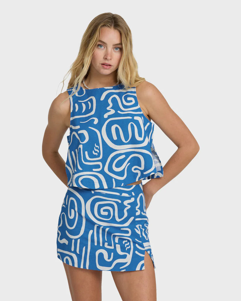 Load image into Gallery viewer, Billabong Women's Wave Washed Printed Skirt True Blue 24B144500-TRB1
