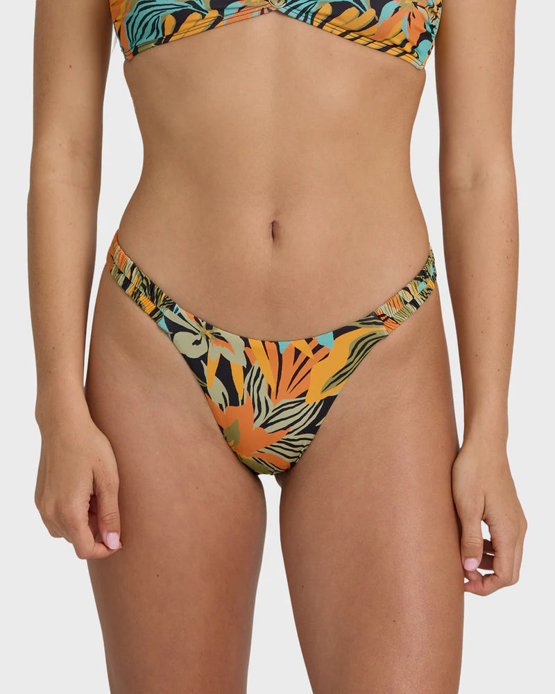Load image into Gallery viewer, Billabong Women's Des Tropiques Sunni Scrunch Tiny Bikini Bottom Black Multi 24O251600-BLM1
