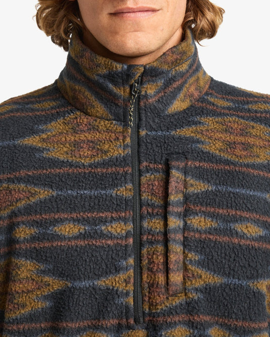 Billabong Men's Boundary Half Zip Mock Neck Fleece Black1 24A411507-BK1